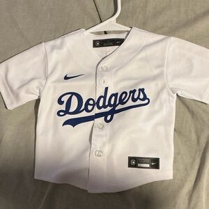 Kids White Dodgers Baseball Jersey